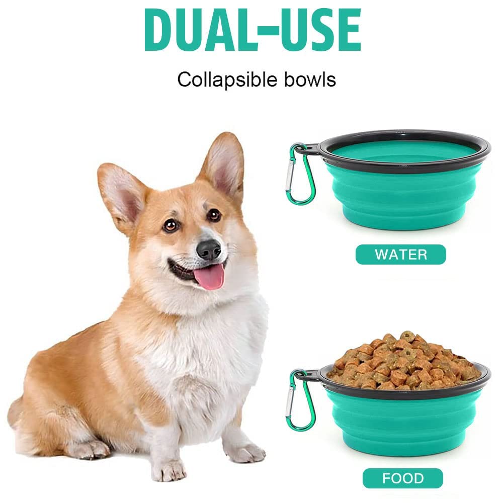 Ciotole Pieghevoli Per Cani Bonza - 2 Pezzi, 5 Tazze, Portatili, Senza BPA