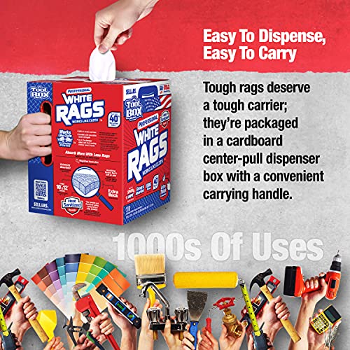 Image of Sellars 58202 ToolBox White Rags Box, 10 inch x 12 inch (6 Boxes of 200 Sheets)