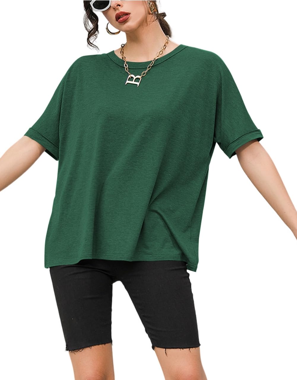 Suncife Damen-T-Shirt, übergroß, lockere Passform, Sommer, kurzärmelig, Oversize-T-Shirt