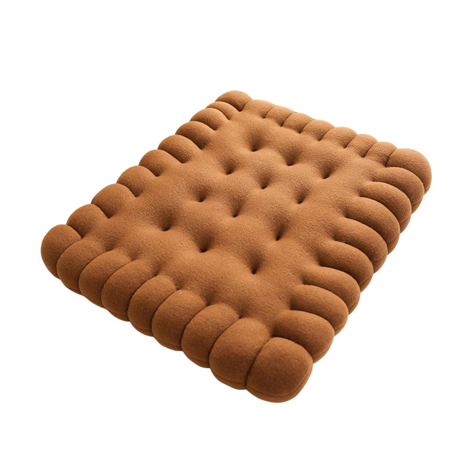 lmoikesz Beautiful Biscuit Shape Cushion Biscuit Pillow Floor Cushion Cute Decorative Soft And Comfortable Seating Meditation Pillow Decorations Decorative, Dark Brown, Square