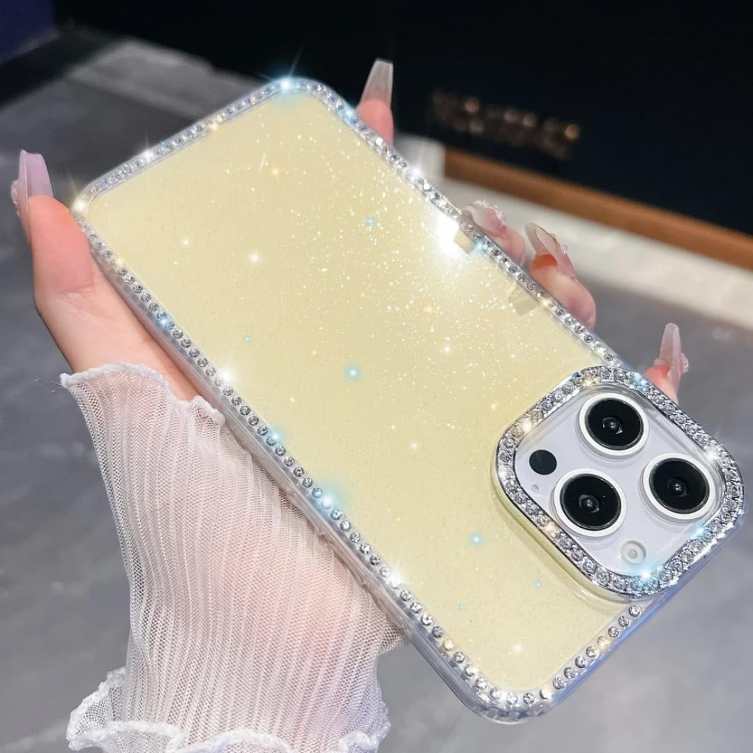 Coque iPhone 16 diamantée étui de luxe rigide jaune brillant - 7