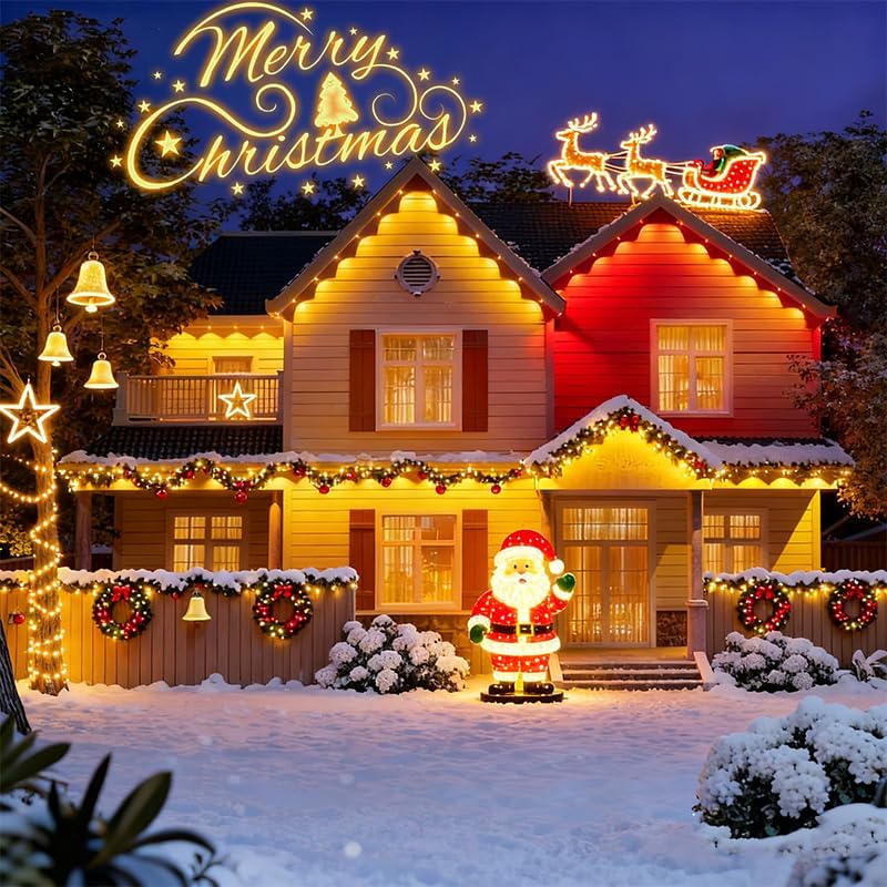 Miniatura 8 de Luces permanentes para exteriores de 54 pies, luces de Navidad inteligentes para exteriores con RGBCW 36 LED IP67, iluminación de aleros