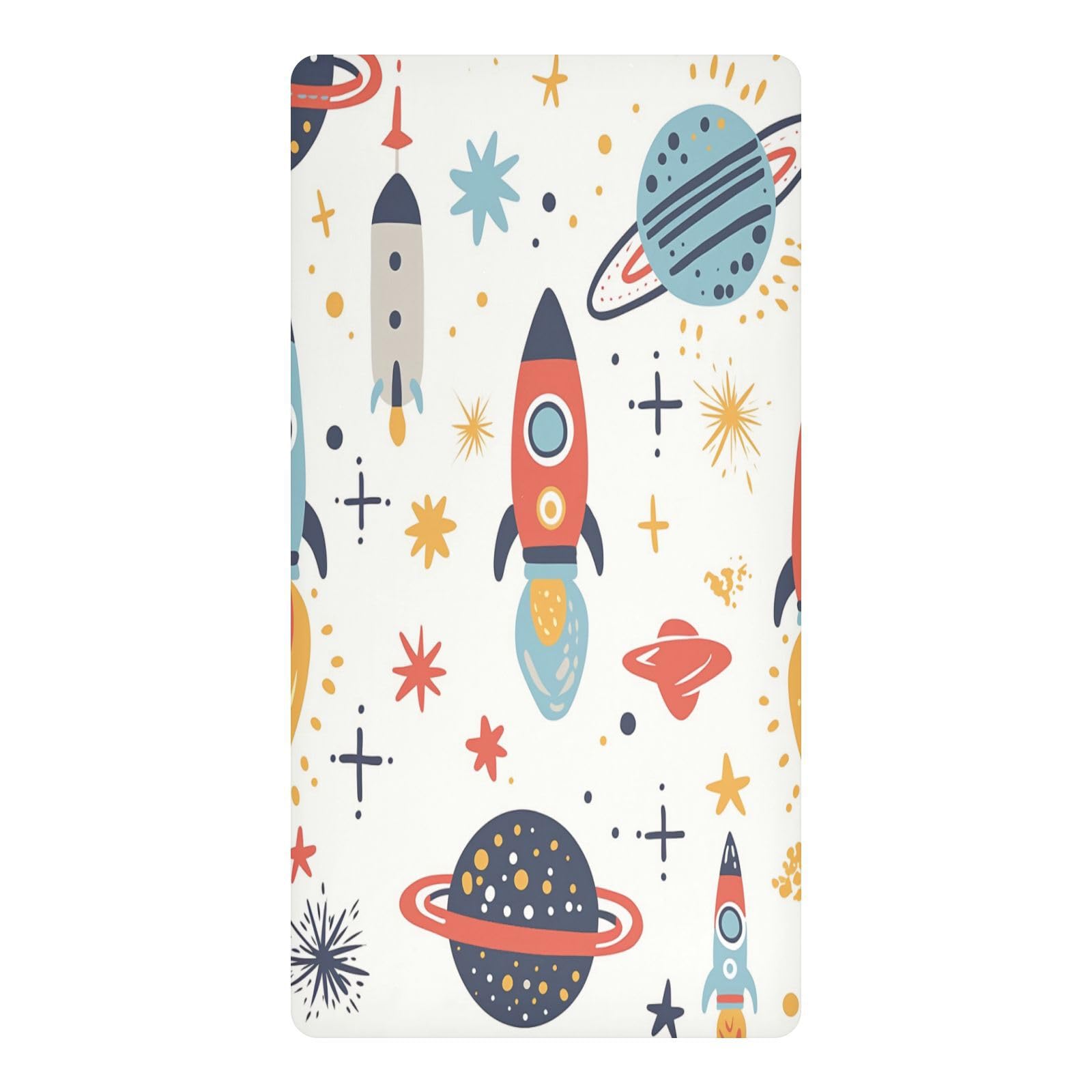 JiangGgen Cartoon Rockets Baby Crib Sheet Soft Breathable for Standard Crib-M
