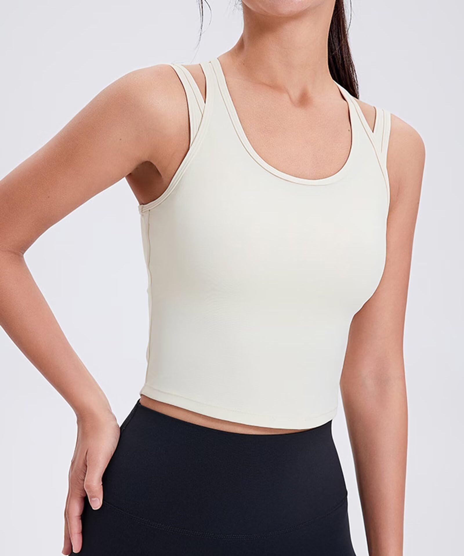 Rivccku Canotte da Allenamento da Donna con Reggiseno Incorporato Canotta Sport Yoga Palestra Camicie Senza Maniche Estate