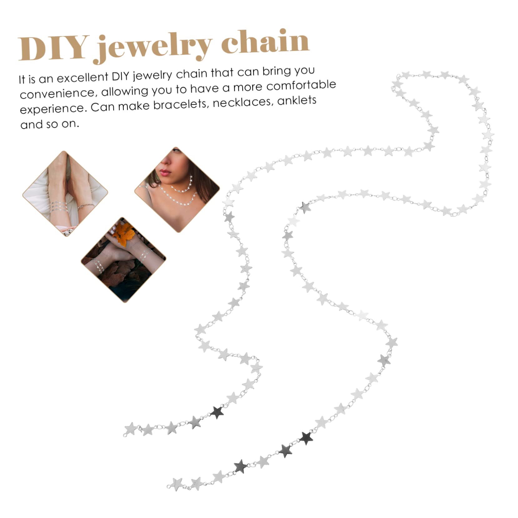 Łańcuszek, 6 szt. Łańcuszek w kształcie gwiazdy Jewlery bransoletki na kostkę dla kobiet naszyjnik biżuteria ze stali nierdzewnej DIY łańcuszek do biżuterii