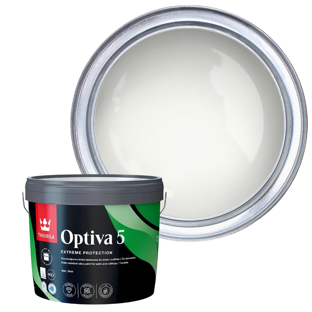 TIKKURILA Optiva 5 Matt Emulsion Paint โ Durable, Scrubbable & Easy-Clean for Walls and Ceilings | Zero VOC - 3L Paper F497 โ image 1
