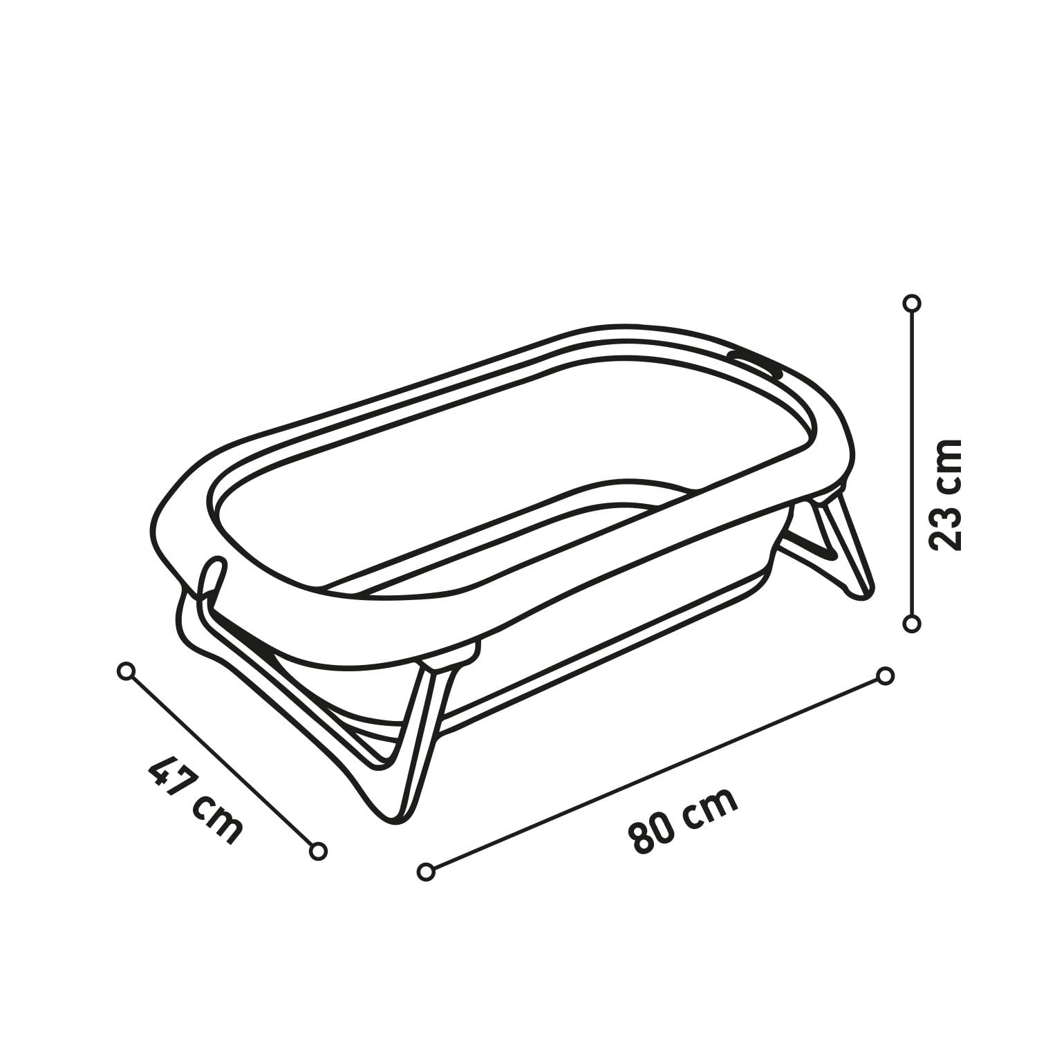 Asalvo Baignoire Bébé Lucca, Pliable et Légère, Mécanisme d'Inclinaison pour Vidange Rapide, Support de Douche Intégré, Pieds Antidérapants, de la Naissance jusqu’à 36 Mois, Blanc/Gris