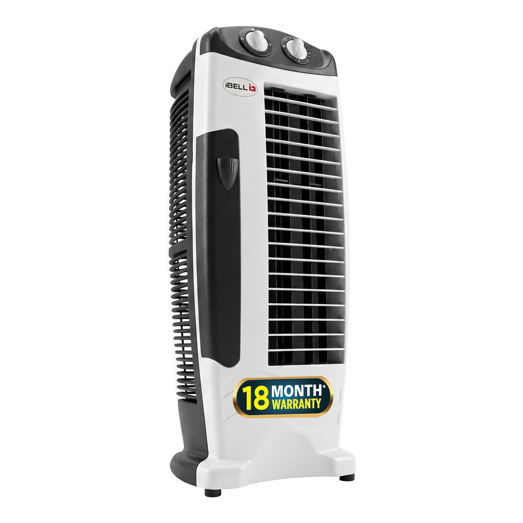 IBELL Tower Fan for Home & Office, 25 ft Air Throw, 4-Way Air Distribution, Energy-Efficient, Rust-Resistant Body, Low Power Consumption, High-Speed Air Circulation (White & Black)