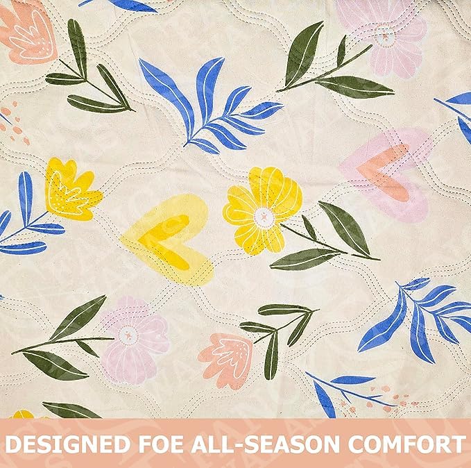 Image of Summer Blanket 100% Cotton Reversible Ac Comforter and Cooling Classic Printed Design Quilt | Dohar Single Bed Or Double Bed Quilt Ideal for Gifting (Design Pink Flower, Double Bed)