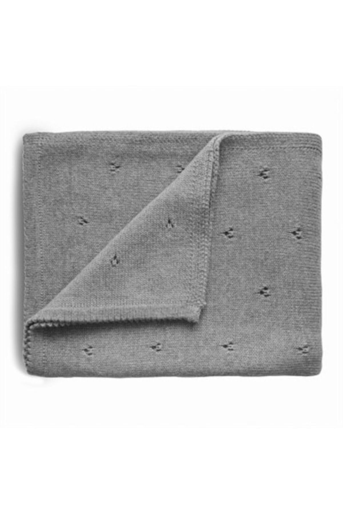 mushie | Coperta Lavorata a Maglia per Neonati e Bambini | copertina culla bambino, plaid bebe | 80 x 100 cm e 100% Cotone Biologico | Perfetta per Ogni Condizione Atmosferica | Grey Melange