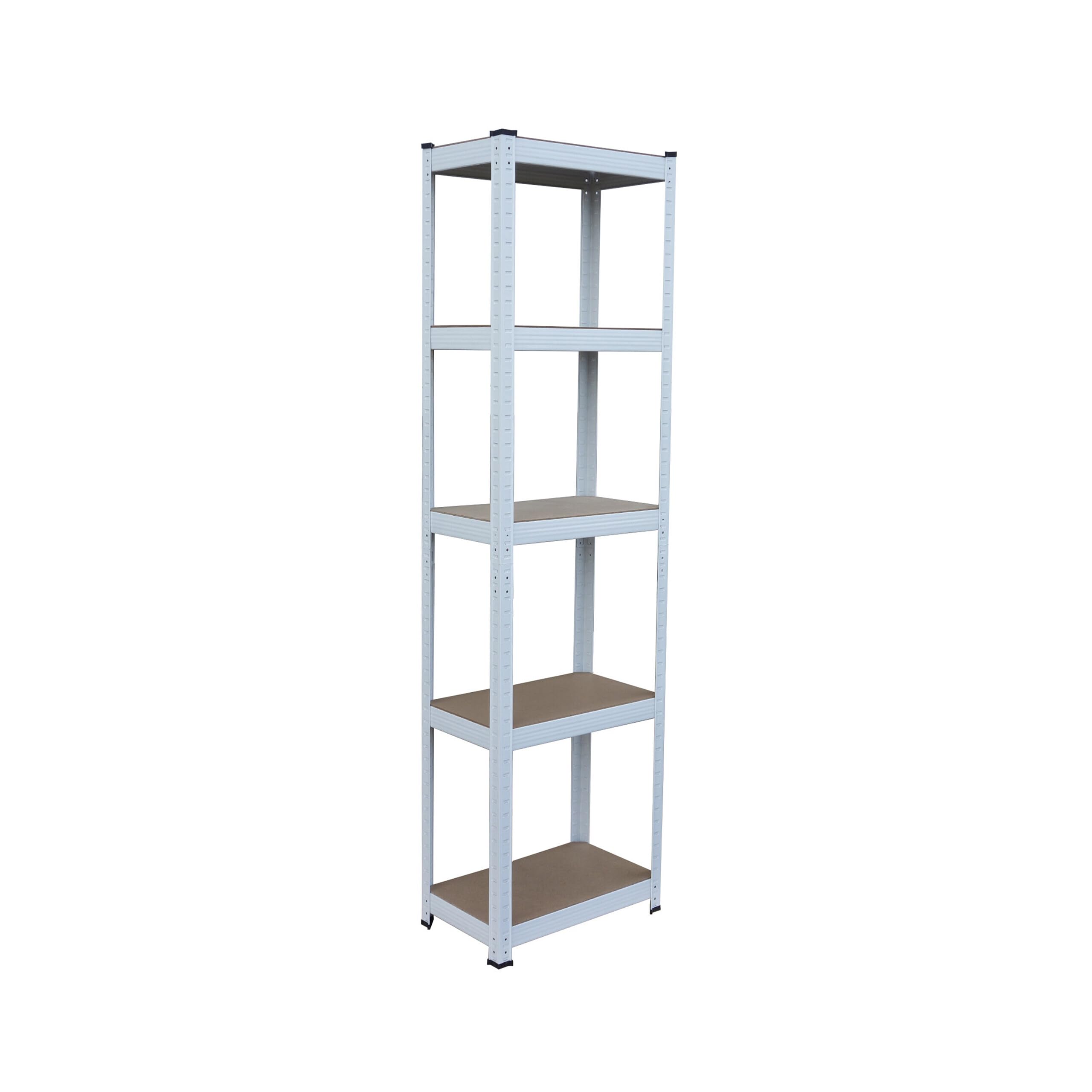 Relaxdays Schwerlastregal, HxBxT: 180x50x30 cm, 875 kg, 5 Ebenen, Lagerregal Keller & Garage, zum Stecken, weiß/braun