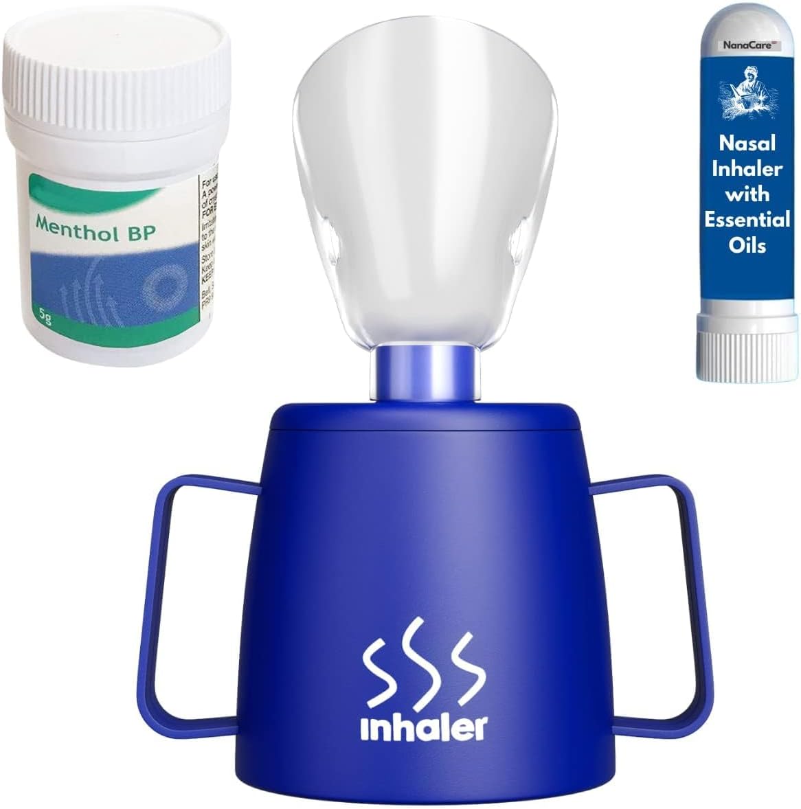 UK Steam Inhaler Cup with 10g Powerful Menthol Crystals and Nasal Stick | The Personal Steam Inhaler Provides Relief from Flu, Colds, Blocked Nose and Cough | Suitable for Adults and Kids
