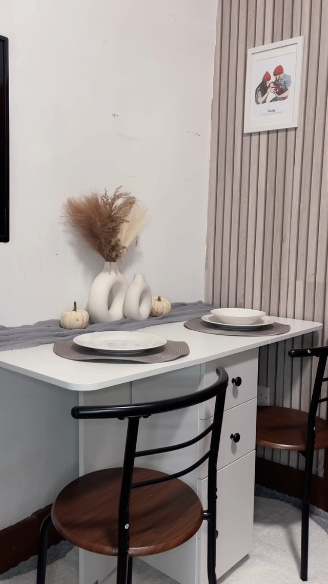 Table De Cuisine Pliable HOMCOM - Table à Manger Extensible 2 Plateaux Avec Tiroirs Et Placard - Blanc 120x60 Cm