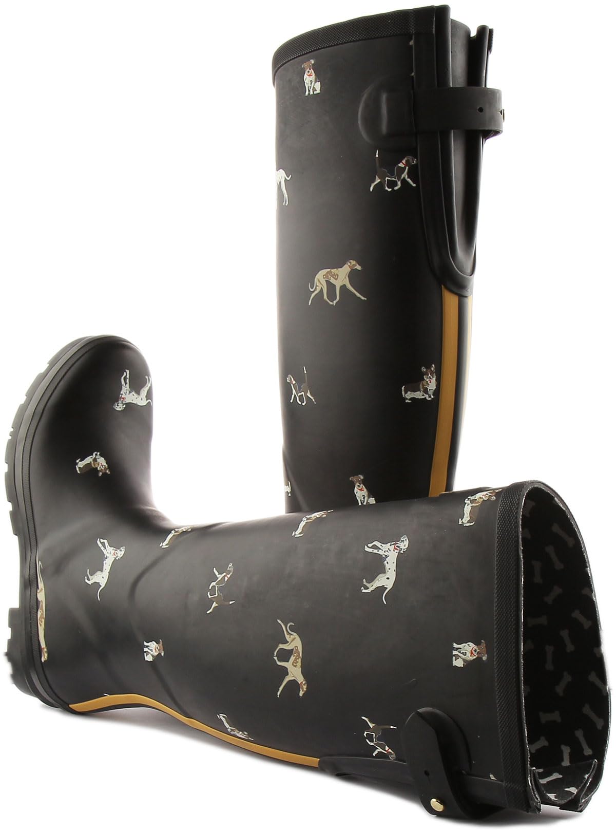Joules Womens Welly Print With Adjustable Back Gusset - Black Metallic Bees — view 4