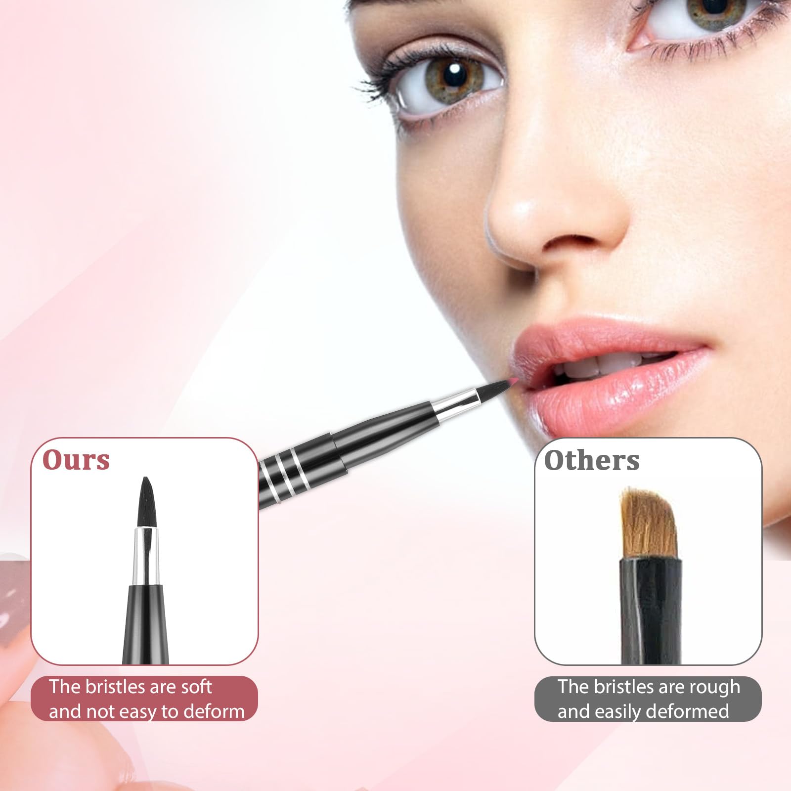2 pennelli per rossetto, correttore per trucco retrattile, per labbra