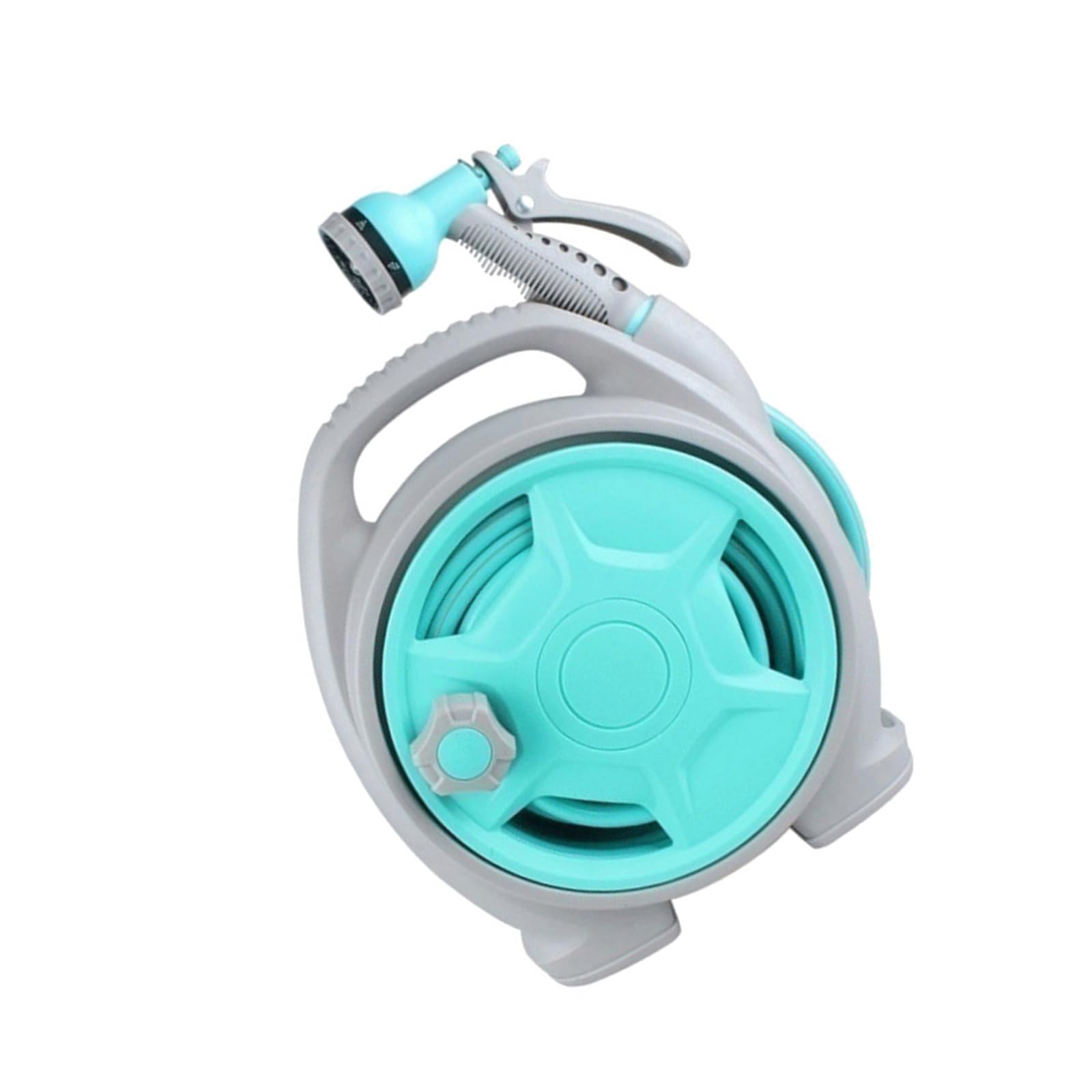 Portable 50FT Garden Hose Reel with 6 Function Nozzle Perfect for Patio Watering and More Retractable Garden Hose
