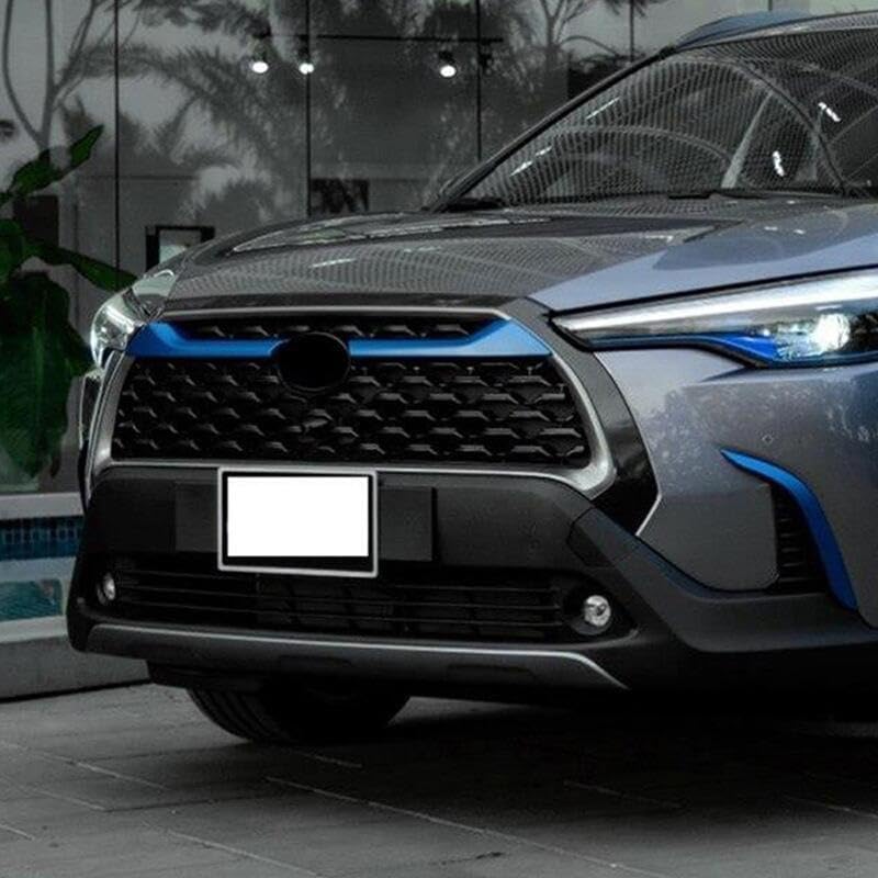 Front Grille Edge Trim for Toyota Corolla Cross 2021 2022 2023, Protection Decoration Vehicle Accessories Parts front bumper Guards (BLUE)