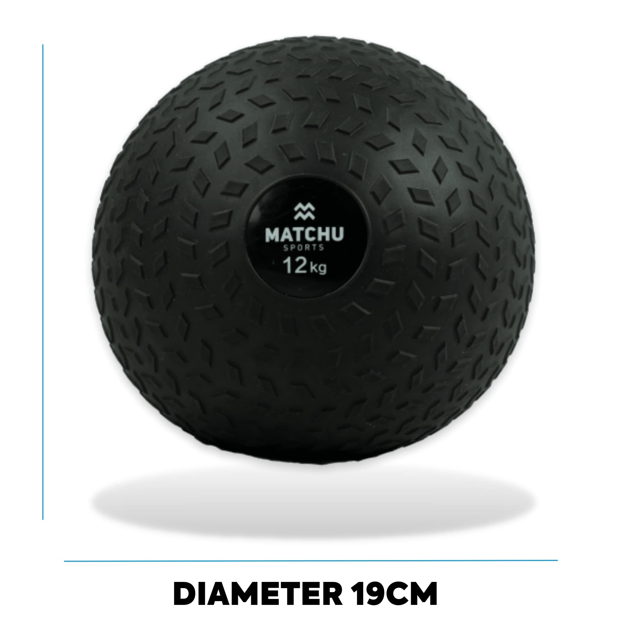 MATCHU - Slam Ball - Disponibile in 3, 6, 9 e 12 KG - Gomma - Nero (Nero - 12 KG)