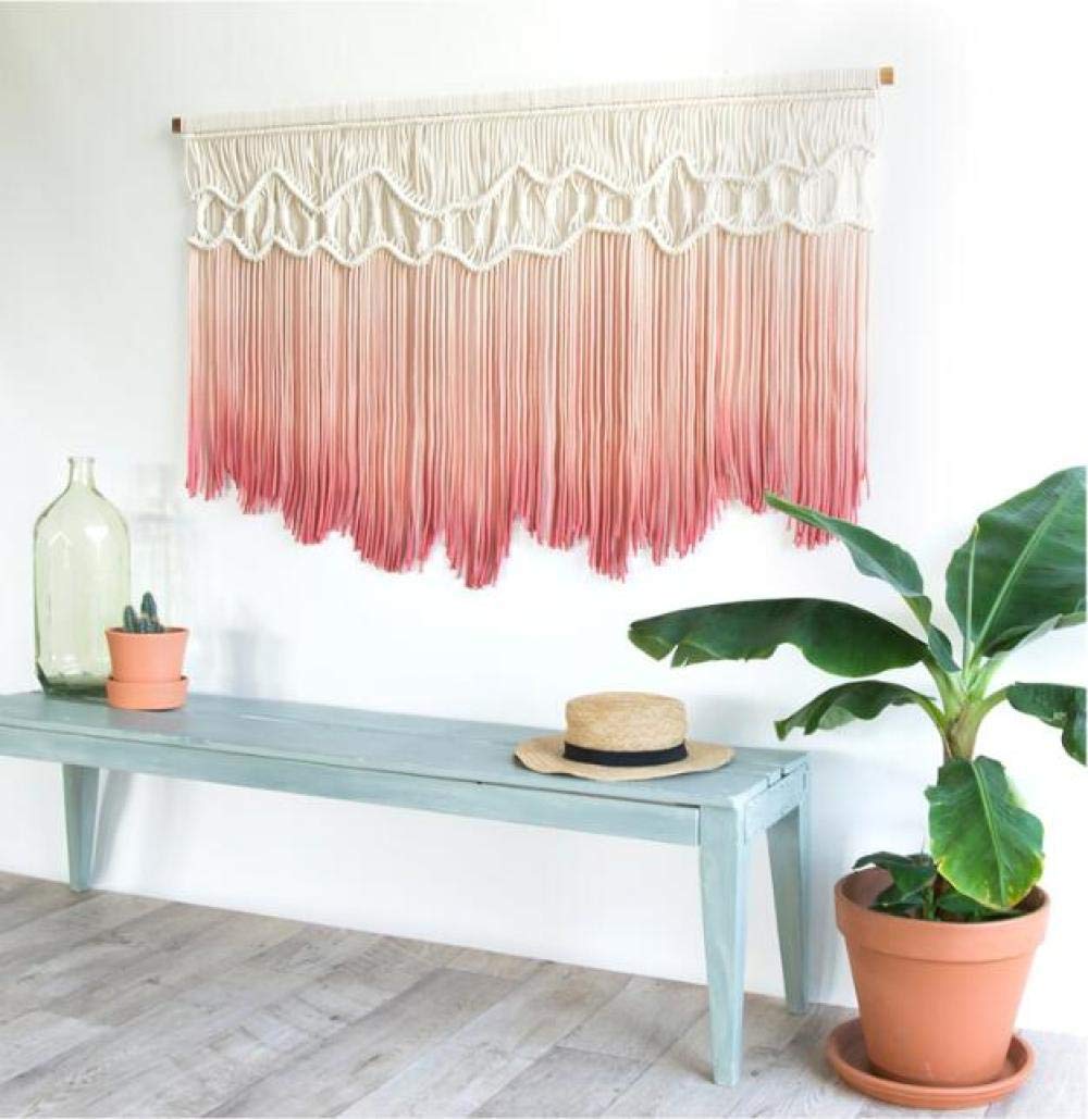 Tapiz de macramé de Estilo nórdico, Tapiz Tejido teñido a Mano, decoración para Dormitorio, Sala de Estar y cabecera