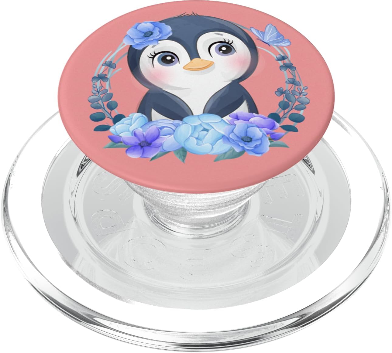 Cute Little Penguin With Floral PopSockets MagSafe PopGrip for iPhone