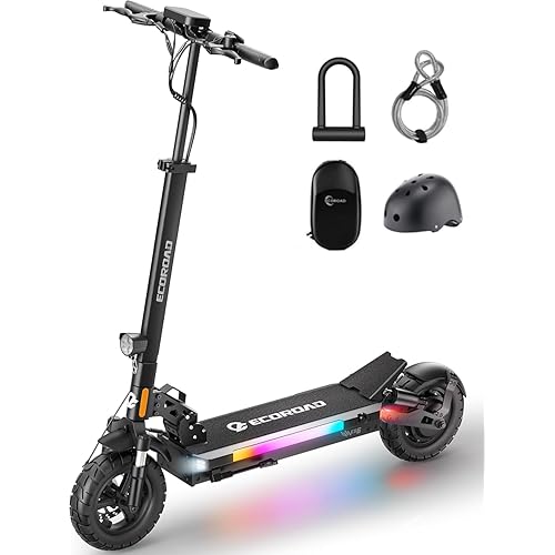 ECOROAD Electric Scooter for Adults, 1000W Peak Motor Up to 31 MPH, 37+ Miles Long Range, 10" All-Terrain Pneumatic Tires, Foldable Heavy Duty 330+ lbs E-Scooter with App & RGB Lights