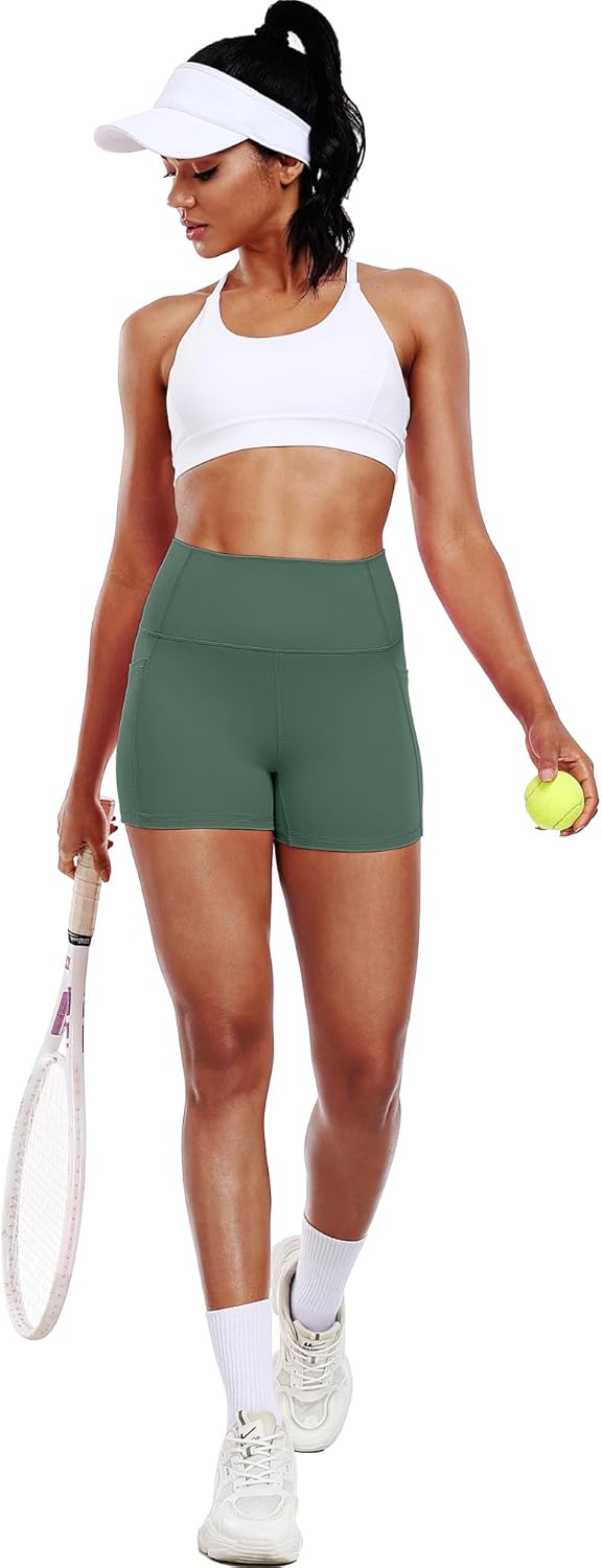 CADMUS High Waisted Ultra - Comfort Women's Biker Yoga Shorts for Athletic Running with Pockets