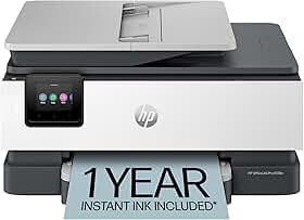 HP OfficeJet Pro 8139e Impressora a jato de tinta colorida sem fio, impressão, digitalização, cópia, fax, ADF, impressão duplex, melhor para escritório doméstico, teste instantâneo de 1 ano incluído