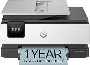 HP OfficeJet Pro 8139e Impresora inalámbrica todo en uno de inyección de tinta a color, impresión, escaneo, copia, fax, ADF, impresión dúplex mejor para oficina en casa, 1 año de prueba de tinta