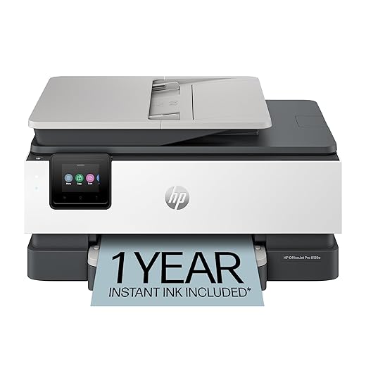 HP OfficeJet Pro 8139e Wireless All-in-One Color Inkjet Printer, Print, scan, copy, fax, ADF, Duplex printing Best-for-home office, 1 year Instant Ink trial included, AI-enabled (40Q51A)