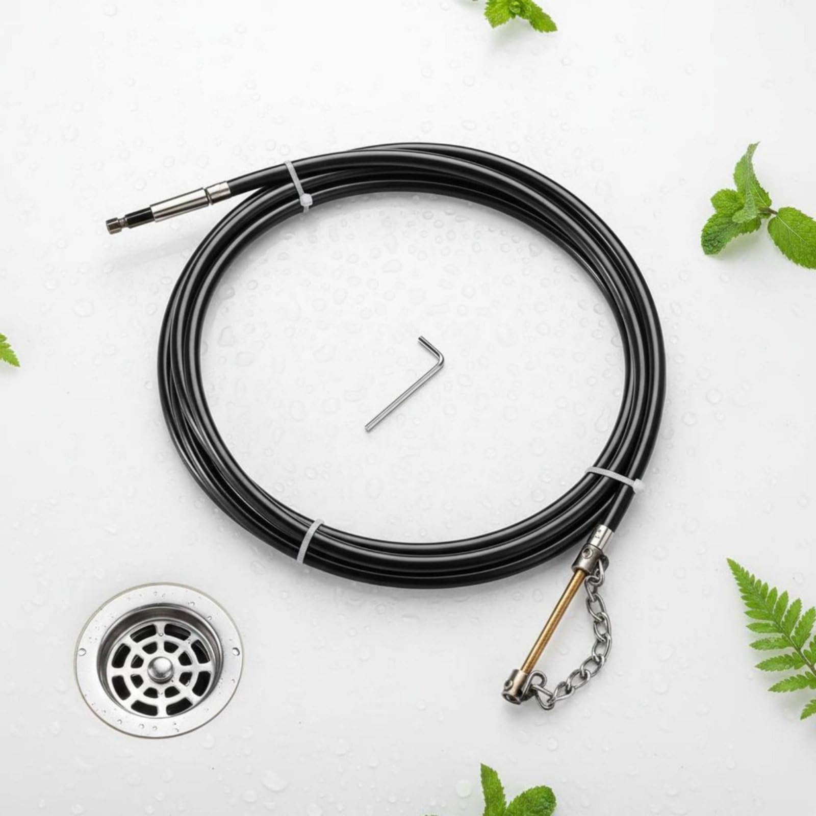 Desatascador de Cadena Fuerte Desatascado Serpiente Desatascadora Acero Inoxidable Desatascador de Drenaje Flexible para Tuberías Del Hogar, 3 Metros