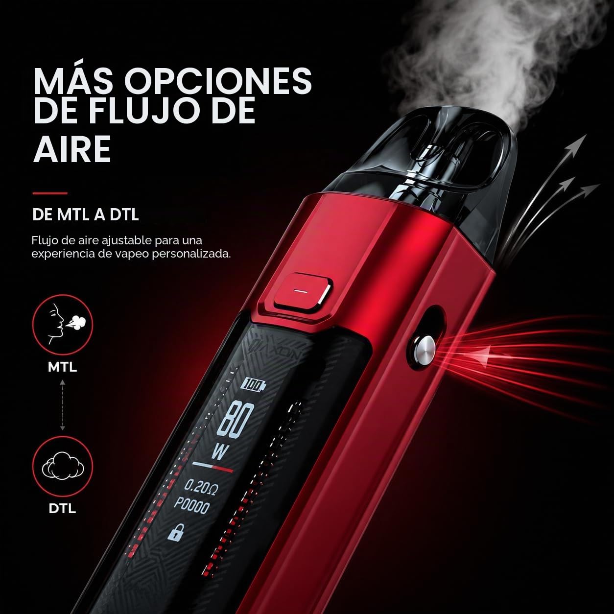 Vaporesso LUXE XR Max Kit Vape 80W 2800mAh Batería 5ml fit LUXE X/XR Pod MTL to DTL Vaping E Cigarette Vaporizador Sin Nicotina ((DTL single Pod) Negro)