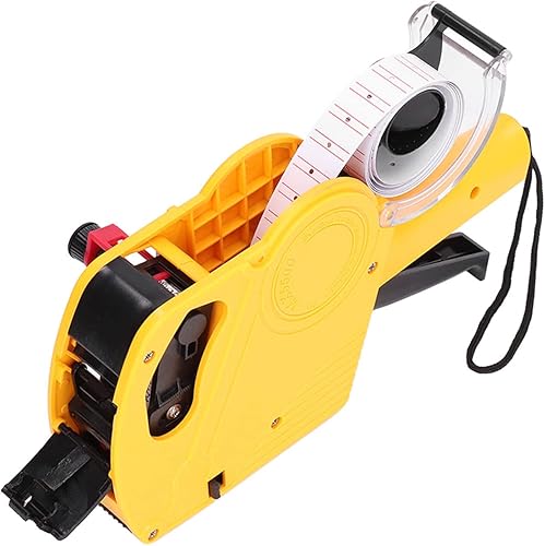 Etiquetadora manual para marcar precios: Kit de pistola de precios rojos de 8 dígitos con tinta de repuesto y etiquetas de marcador de precios