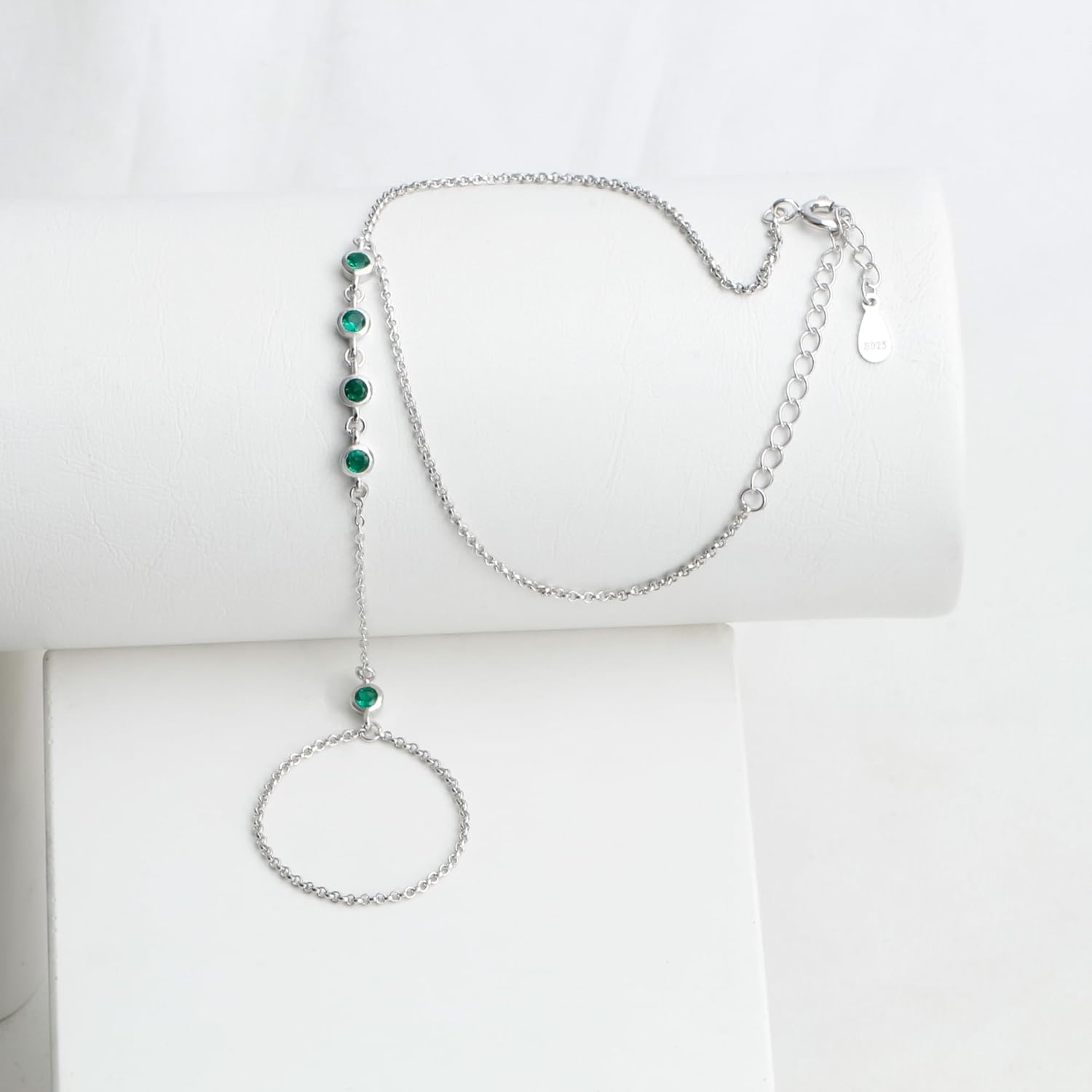 925 Sterling Silver Finger Ring Bracelet Hand Chain for Women, Slave Bracelets 7" to 9" Adjustable - Image 6