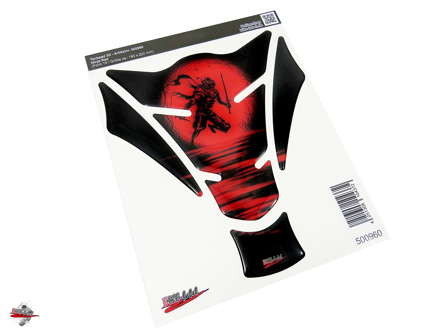 Adhesivo 3D Ninja Kamikaze – Protector De Depósito Para Moto (19x22 Cm) | Resistente Y Fabricado En Alemania