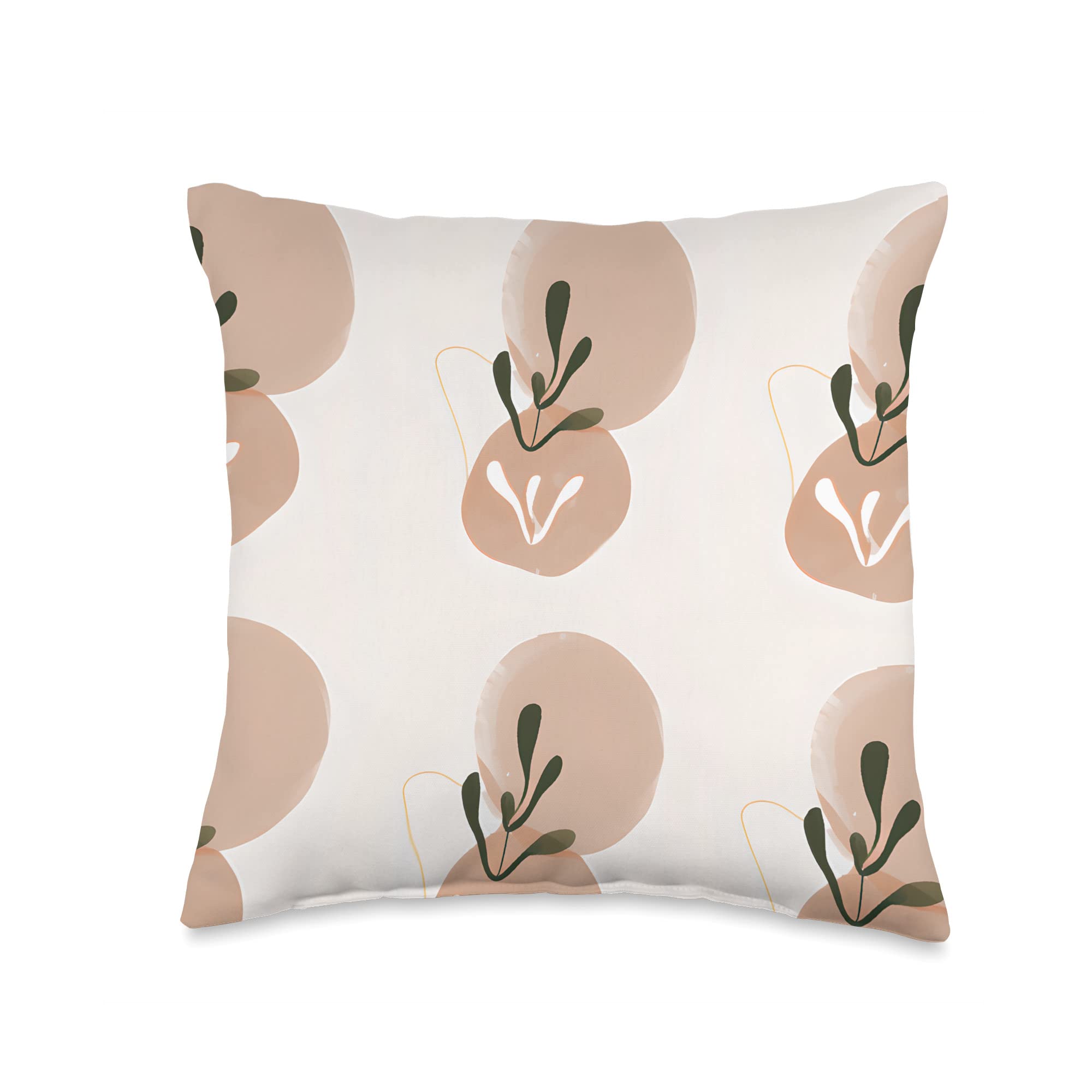 BlissteriaBoho Mid Century Abstract Plant Pattern Graphic Design Throw Pillow, 16x16, Multicolor