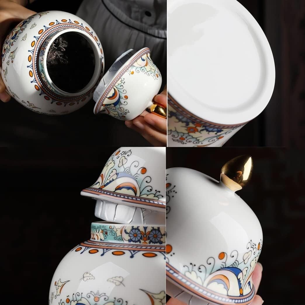 Chiński porcelanowy słoik na imbir ze złotym wykończeniem Mały...