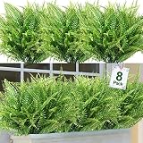 KHOYIME 8 Bundles Artificial Plants Fake Boston Fern Bushes, Faux Greenery Shrubs Green Stem Plants