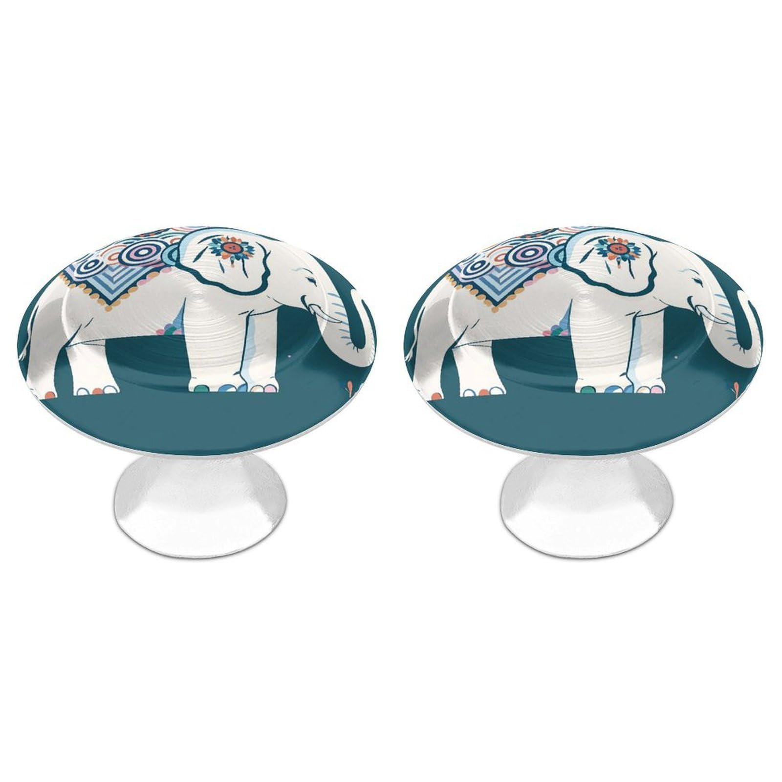 QMNLKH Elephant Pattern Cabinet Knobs for Home, Round Drawer Pulls for Kitchen, Personalized Cupboard Handles with Screw, Fashion Dresser Knobs for Office, Drawer Handles, 2 Packs
