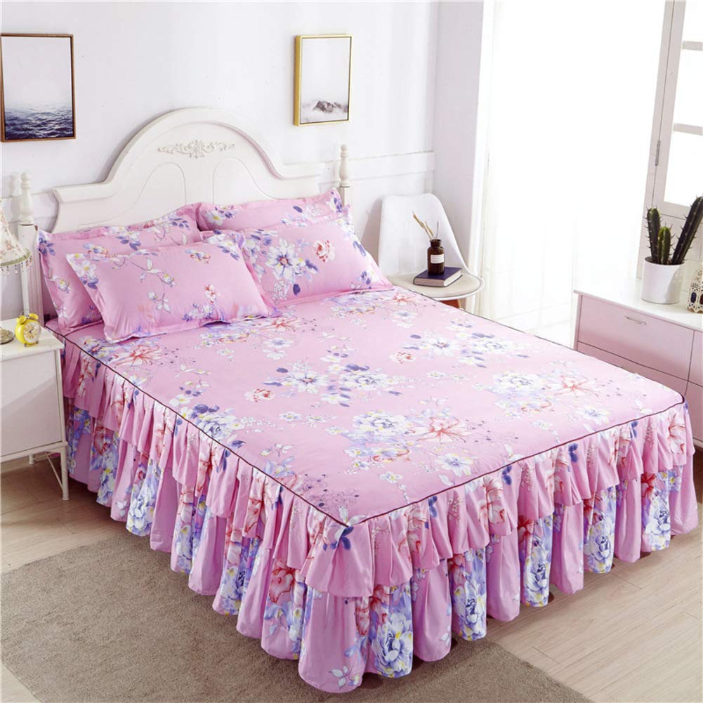 Jupe de lit en dentelle ultra-doux couvre-lit plissé q