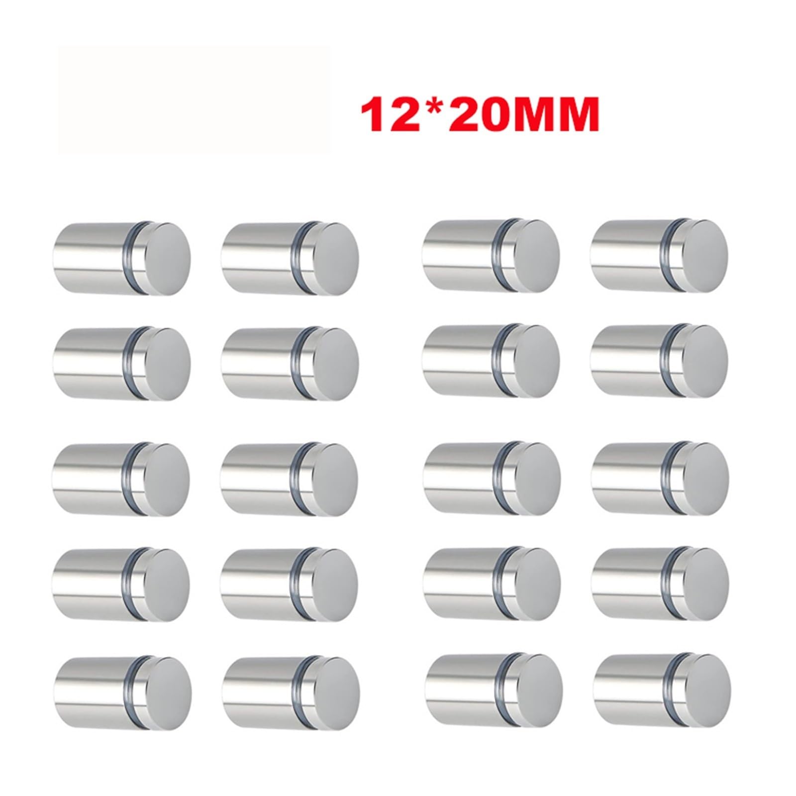Tornillo de fijación para vidrio, Tornillos de separación acero inoxidable plateados for montaje en pared, letrero acrílico vidrio, 45 Uds(12x20mm 45pcs)