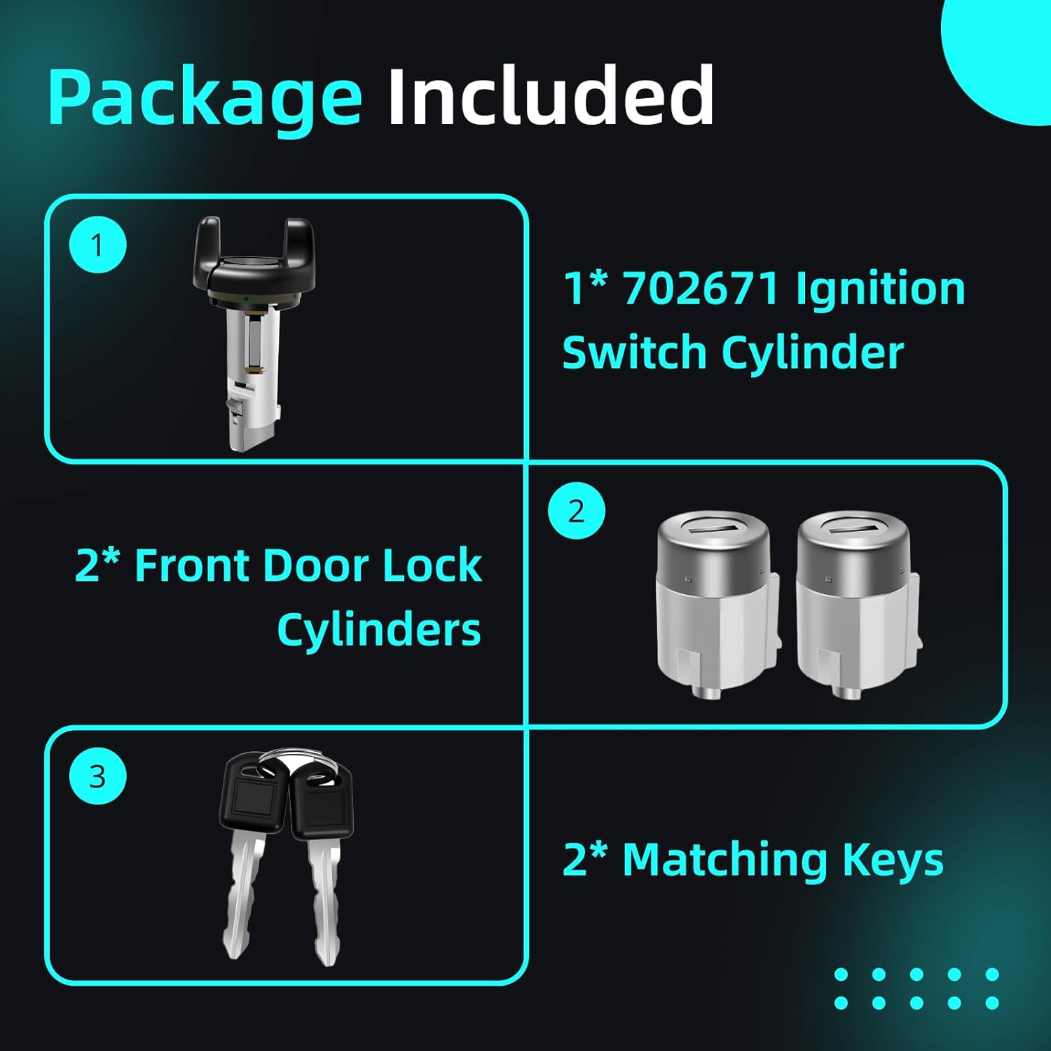 Ignition Switch Lock Cylinder & Door Lock Cylinders Set with 2 Keys Fit for Chevy C/K Pickup Suburban Tahoe 1995-1997, Fit for GMC C/K Pickup Suburban Yukon 1995-1997, OE# 702671, 702674