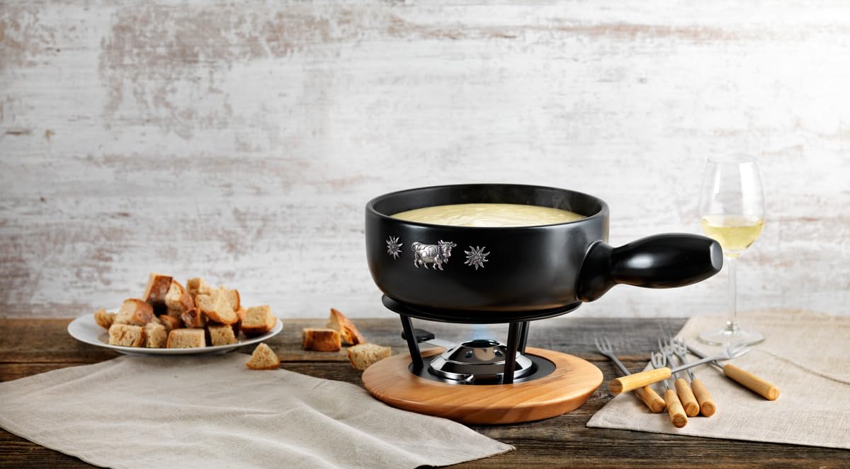Kuhn Rikon Service à Fondue en Argile Blanche 23 cm pour Induction
