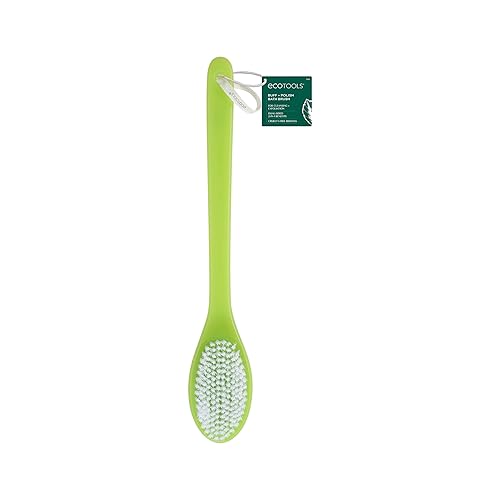 EcoTools Buff + Cepillo de baño pulido, mango largo para limpiar y exfoliar la espalda y zonas difíciles de alcanzar, cepillo de ducha ecológico que