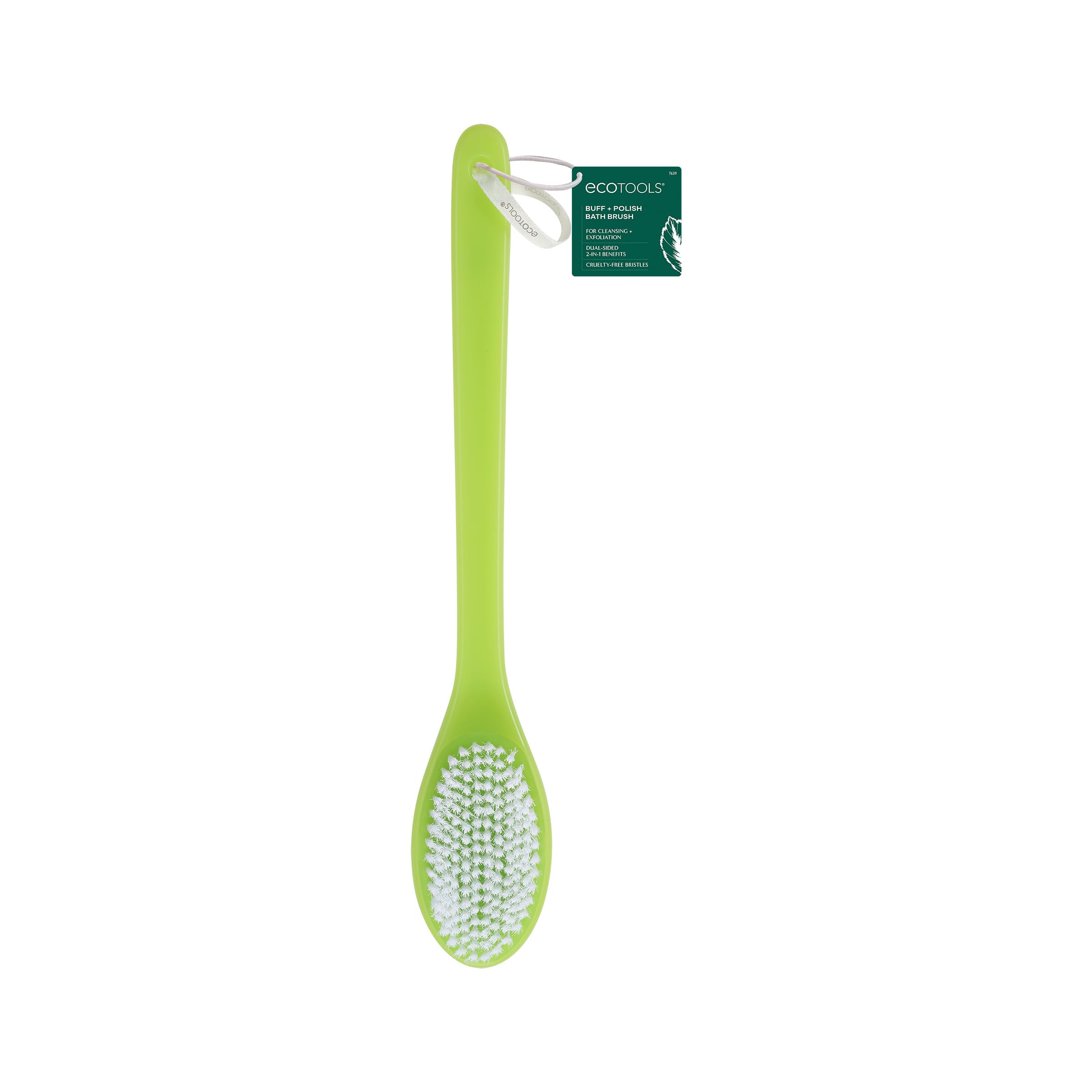 Buff + Polish Bath Brush, Long Handle to Cleanse & Exfoliate Back & Hard-to-Reach Areas, Eco Friendly Shower Brush Removes Dead Skin, Cruelty Free Nylon Bristles, Vegan, 1 Count