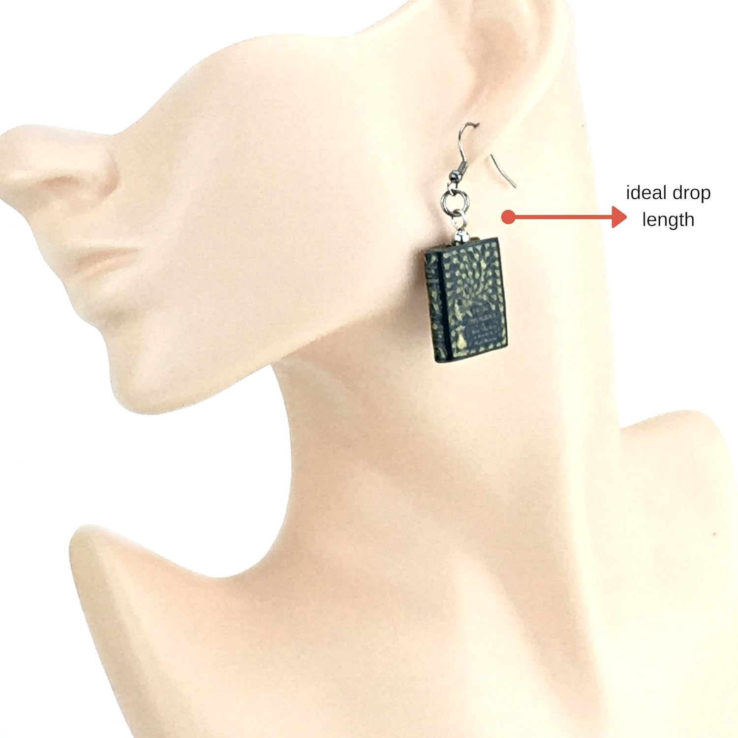 Pride and Prejudice Jane Austen First Edition Clay Mini Book Hypoallergenic Dangle Hook Earrings
