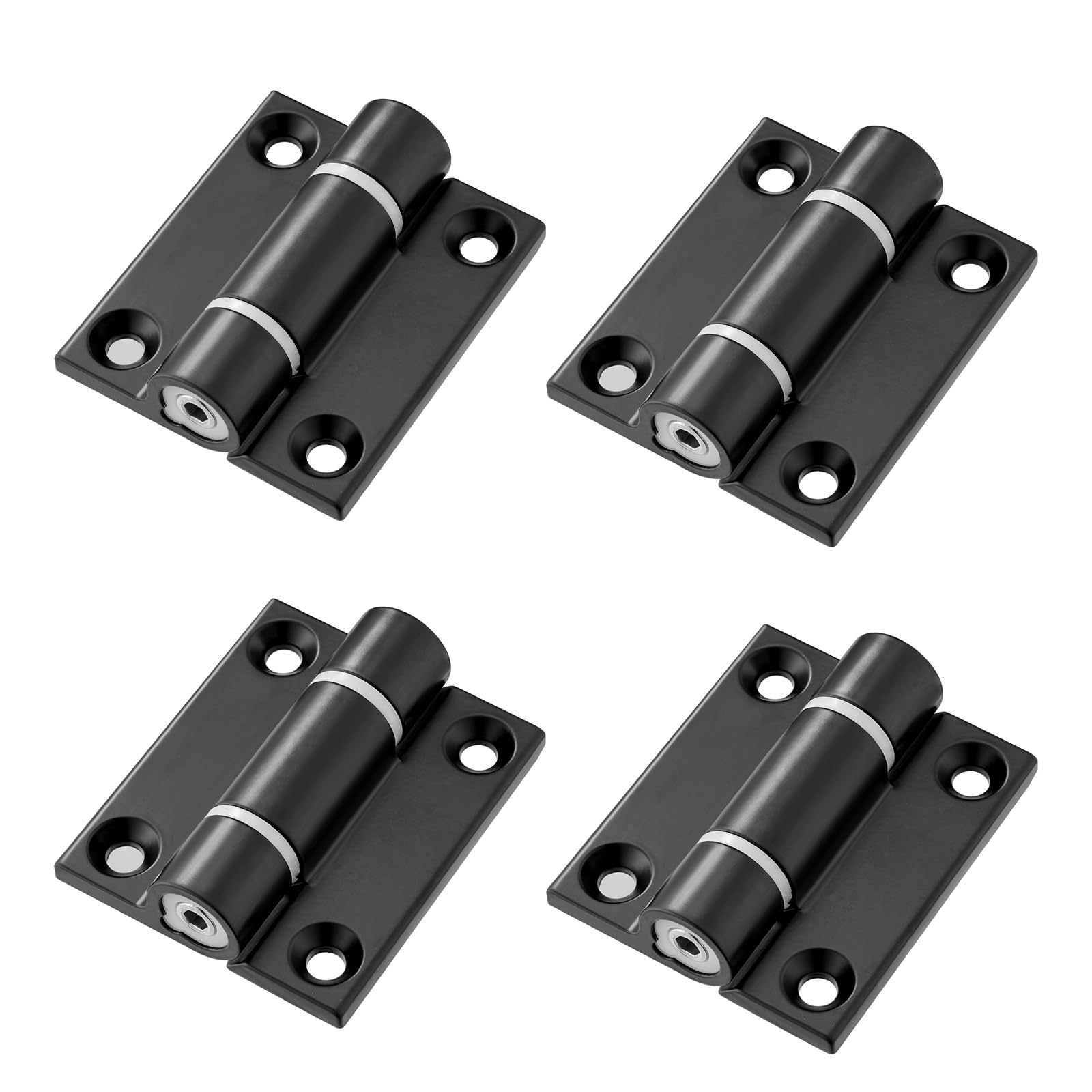 Doodlream 6 Pack Zinc Alloy Torque Hinges, 65x55mm Adjustable Position Stay Hinges, Matte Black Surface Mount Hinge for Cabinets, Closets, Small Wooden Doors (0.1-2.5NM, Screws Not Included)