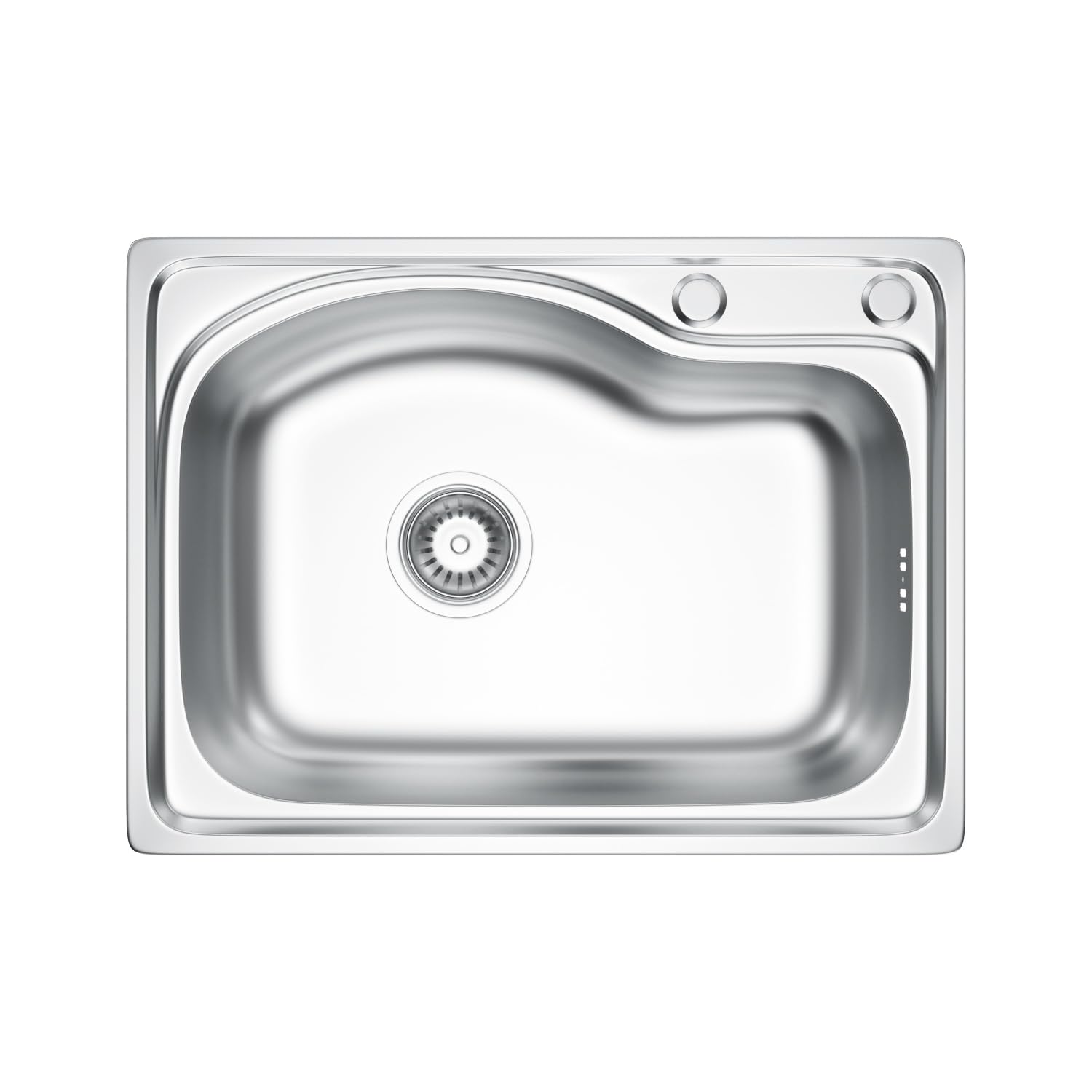 Évier de cuisine double en acier inoxydable - 1 bac et siphon (43 * 58cm)