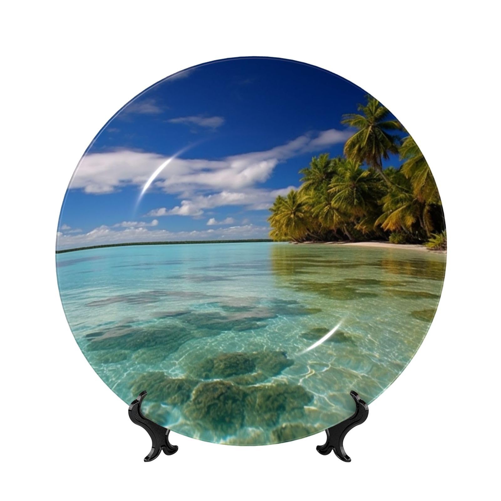 Assiette décorative Aitutaki Lagoon pour sublimer la décoration murale du salon ou bureau
