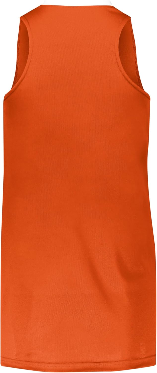 Augusta Sportswear Ladies Step-Back Basketball Jersey, Orange/Whit