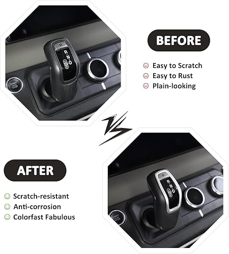 Miniatura 9 de YIWANG Cubierta de la cabeza de la palanca de cambios central del coche de ABS estilo fibra de carbono para Land Rover Defender 90 110 2020-2022